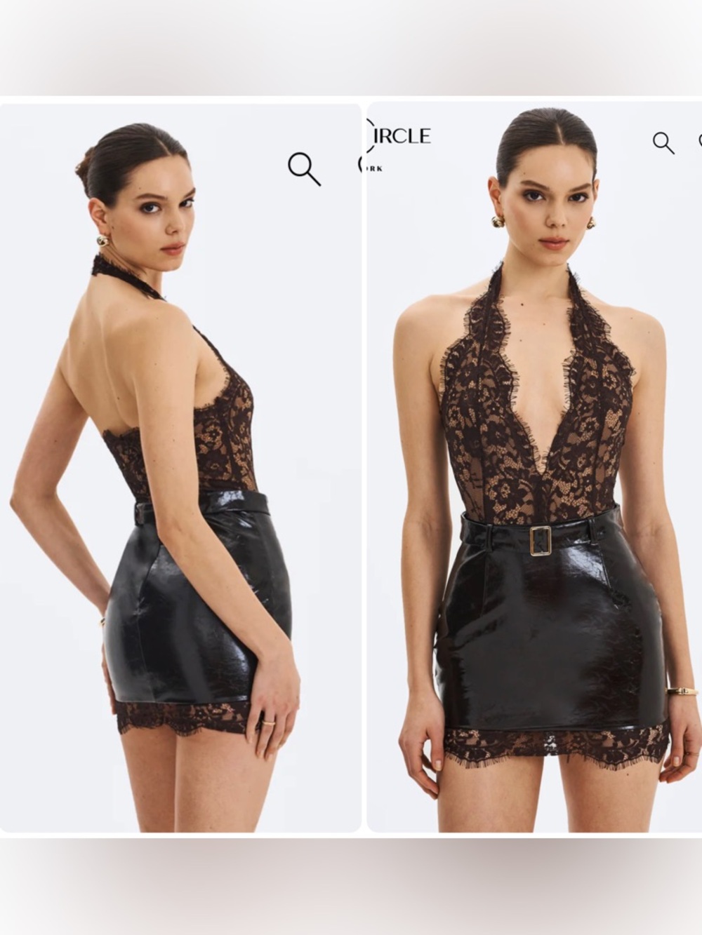 Mahogany Plunging Halter Belted Mini Dress